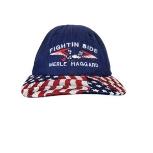 VTG RARE Merle Haggard Fightin Side Trucker Cap OS Unisex Made In USA